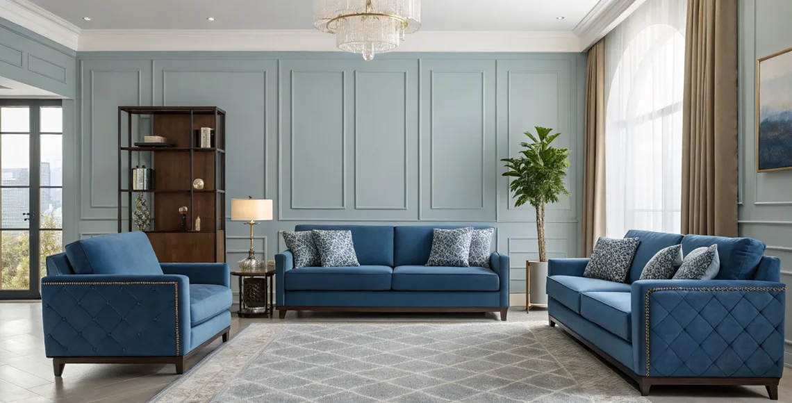Blue living room decor ideas featuring a balanced color palette and stylish furniture.