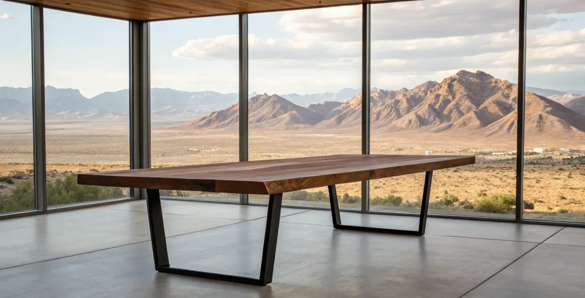 Modern custom furniture design table in a luxury Las Vegas home.