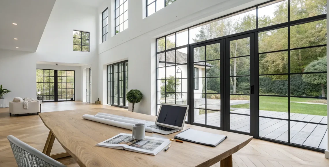 A modern home office created by a designer hired for a whole house remodel.